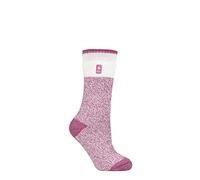 HEAT HOLDERS SOCKSHOP Women's Socks - 2.3 TOG Thermal, Warm, Cosy, Patterned, Pack of 1 Size 4-8 (4-8, Snowdrop Block Twist Pink)