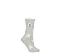 HEAT HOLDERS SOCKSHOP Women's Socks - 2.3 TOG Thermal, Warm, Cosy, Patterned, Pack of 1 Size 4-8 Bold Star Silver Grey 4-8