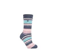 HEAT HOLDERS SOCKSHOP Women's Socks - 2.3 TOG Thermal, Warm, Cosy, Patterned, Pack of 1 Size 4-8 (4-8, Palma Multi Stripe Denim)