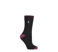 HEAT HOLDERS SOCKSHOP Women's Socks - 2.3 TOG Thermal, Warm, Cosy, Patterned, Pack of 1 Size 4-8 (4-8, Prague Heel & Toe Black/Berry)