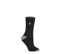 HEAT HOLDERS SOCKSHOP Women's Socks - 2.3 TOG Thermal, Warm, Cosy, Patterned, Pack of 1 Size 4-8 (4-8, Prague Heel & Toe Black/White)