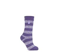 Heat Holders Womens Original Tuscany Chunky Stripe Socks (Mulberry Purple / White) Mulberry Purple / White