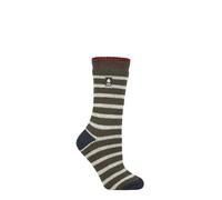 HEAT HOLDERS SOCKSHOP Women's Socks - 2.3 TOG Thermal, Warm, Cosy, Patterned, Pack of 1 Size 4-8 Amara Olive/Blue Sapphire 4-8