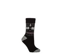 HEAT HOLDERS SOCKSHOP Women's Socks - 2.3 TOG Thermal, Warm, Cosy, Patterned, Pack of 1 Size 4-8 Fairisle Band Black 4-8