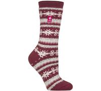 HEAT HOLDERS Ladies Thermal Socks Lite Socks | Breathable Thick Winter Warm Socks for Womens (UK, Numeric, 4, 8, Regular, Regular, Raspberry Fairisle)