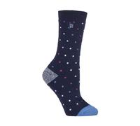 HEAT HOLDERS Ultra Lite - Ladies Thin Lightweight 1.0 TOG Winter Warm Casual Thermal Dress Socks (4-8 uk, Berry Navy Spots)