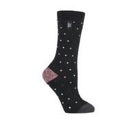 HEAT HOLDERS Ultra Lite - Ladies Thin Lightweight 1.0 TOG Winter Warm Casual Thermal Dress Socks (4-8 uk, Berry Black Spots)