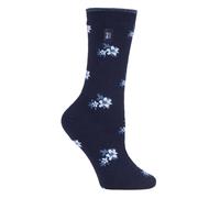HEAT HOLDERS Ultra Lite - Ladies Thin Lightweight 1.0 TOG Winter Warm Casual Thermal Dress Socks (4-8 uk, Bellis Navy Floral)