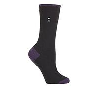 HEAT HOLDERS Ultra Lite - Ladies Thin Lightweight 1.0 TOG Winter Warm Casual Thermal Dress Socks (4-8 uk, Black/Purple (Oia))