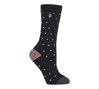 HEAT HOLDERS Ultra Lite - Ladies Thin Lightweight 1.0 TOG Winter Warm Casual Thermal Dress Socks (4-8 uk, Berry Black Spots)