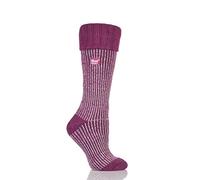HEAT HOLDERS Unisex GENUINE Thermal Winter Warm Striped Wellington Boot Socks 4-8uk 37-42Eur Berry/Lightest Pink