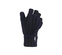 Heat Holders Women's 1 Pair 3.2 Tog Heatweaver Yarn Fingerless Gloves with Converter Mitt One Size Black