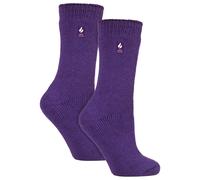 Heat Holders Womens 2 Pack Ladies Original Thermal Moisture Wicking Socks - Purple - Size UK 4-8