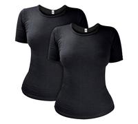Heat Holders Womens 2 Pack Ladies Short Sleeve Thermal Top for Winter - Black - Size 16-18 Regular (UK Womens)