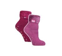 Heat Holders Women's 2 Pack Soft Lounge Socks with Grips in Red | Size: 4-8 Heat Holders Red 4-8