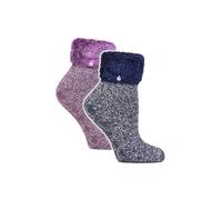 Heat Holders 2 Pack Soft Lounge Socks With Grips In Royal