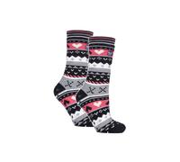 HEAT HOLDERS 2 Pack Ladies Slipper Socks with Grippers Anti Slip Warming Socks | Winter Warm Non slip Socks Women (4-8, Black/Coral)