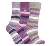 Heat Holders Womens - 3 Pack Multipack Ladies Insulated Thermal Socks for Winter - Block Stripe - Multicolour - Size UK 4-8