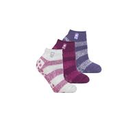Heat Holders 3 Pair Ankle Slipper Socks | Fleece Low Cut Fluffy Socks With Grippers In Royal Royal 4-8