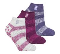 Heat Holders Womens - 3 Pair Multipack Ladies Ankle Slipper Socks with Grippers - Valencia - Multicolour - Size UK 4-8
