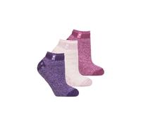 Heat Holders Women's 3 Pair Ankle Slipper Socks | Fleece Low Cut Fluffy Socks with Grippers in Mid Blue | Size: 4-8 Heat Holders Mid Blue 4-8