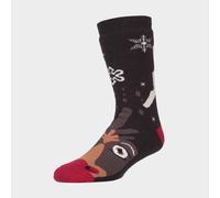 Heat Holders Womens Mens Ladies Thermal Christmas Non Slip Slipper Socks with Grippers - Brown - Size 4-6.5