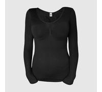 Heat Holders Womens - Ladies Cotton Thermal Underwear Long Sleeve Top Vest - Black Nylon - Size X-Small/Small