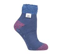Heat Holders Womens Cuddly Fluffy Bed Socks with Feather Top - Blue Wood - Size 4-6.5