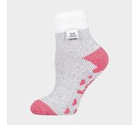 Heat Holders Women's Cuddly Fluffy Sliper Bed Socks With Feather Top, Grey 4-8