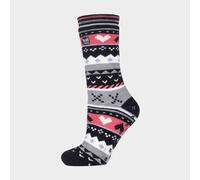 Heat Holders Women's Fairisle Nordic Winter Non Slip Thermal Slipper Socks, Black 4-8