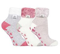 HEAT HOLDERS Womens Fluffy Bed Socks with Grips 3 Pair Multipack | Ladies Warm Fleece Lined Non Slip Socks | Winter Gifts for Her (UK 4-7, Pack 6, numeric_4)