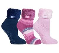 HEAT HOLDERS Womens Fluffy Bed Socks with Grips 3 Pair Multipack | Ladies Warm Fleece Lined Non Slip Socks | Winter Gifts for Her (UK 4-7, Pack 3, numeric_4)