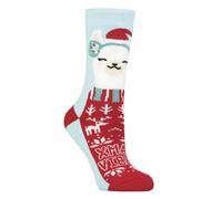 Heat Holders Womens Fluffy Christmas Socks by Lite - Blue Multi - Size UK 4-8