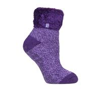 HEAT HOLDERS - Womens Fluffy Turnover Cuff Thermal Ankle Slipper Lounge Bed Socks with Non Slip Grips (4-8 uk, 37-42 eur, HHL17)