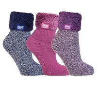 Heat Holders Womens Fluffy Slipper Bed Socks with Grips