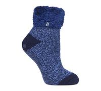 HEAT HOLDERS - Womens Fluffy Turnover Cuff Thermal Ankle Slipper Lounge Bed Socks with Non Slip Grips (4-8 uk, 37-42 eur, HHL15)