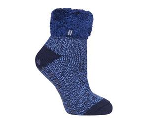 HEAT HOLDERS - Womens Fluffy Turnover Cuff Thermal Ankle Slipper Lounge Bed Socks with Non Slip Grips (4-8 uk, 37-42 eur, HHL15)