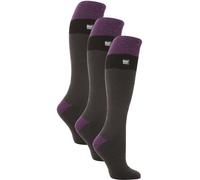 Heat Holders 3 Pack Ladies Winter Thermal Long Knee High Ski Socks - Black