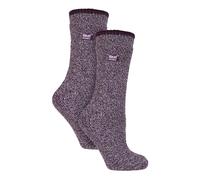 Heat Holders Womens Ladies 2 Pack Merino Wool Thermal Socks - Purple - Size UK 4-8
