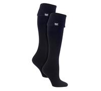 Heat Holders Womens Ladies 2 Pack Wellington Soft Brushed Inner Boot Socks - Black - Size UK 4-8