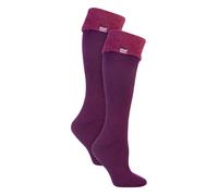 Heat Holders Womens Ladies 2 Pack Wellington Soft Brushed Inner Boot Socks - Red - Size UK 4-8