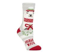 HEAT HOLDERS SOCKSHOP Women's Christmas Sock 1.6 TOG Lite Thermal, Warm, Cosy, Xmas Novelty Patterned Pack of 1 Size 4-8 Hugs & Kisses 4-8