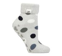 Heat Holders Cozy Turn-Over Cuff Lounge Socks | Warm Winter Socks for Women - Silver Dots - 4-8 UK