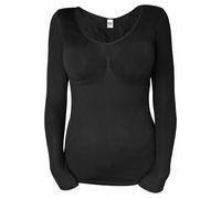 Heat Holders Womens - Ladies Cotton Thermal Underwear Long Sleeve Top Vest - Black Nylon - Size X-Small/Small