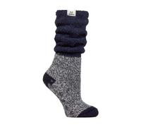 Heat Holders Womens Ladies Fluffy Slouch Top Non Slip Thermal Bed Socks - Silver - Size UK 4-8