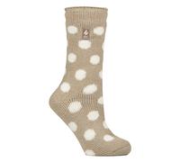 Heat Holders Womens Ladies Jacquard Thermal Socks for Winter - Beige - Size UK 4-8