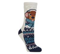 Heat Holders Womens Ladies Lite Thermal Christmas Novelty Patterned Socks - Grey - Size UK 4-8