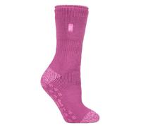 Heat Holders Womens - Ladies Non Skid Thermal Slipper Socks with Grips - Pink Nylon - Size 4-6.5