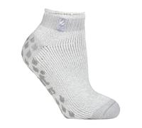 Heat Holders Womens - Ladies Non Slip Thermal Ankle Slipper Socks with Grips - Silver - Size UK 4-6.5