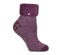 Heat Holders Womens - Ladies Non Slip Thermal Low Cut Fluffy Slipper Socks - Rose - Size UK 4-6.5